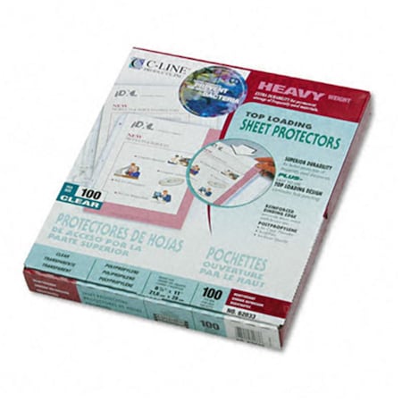 C-Line Products C-Line 62033 Top-Load Sheet Protectors  Antimicrobial  3-Hole Punched  Letter  100/box 62033